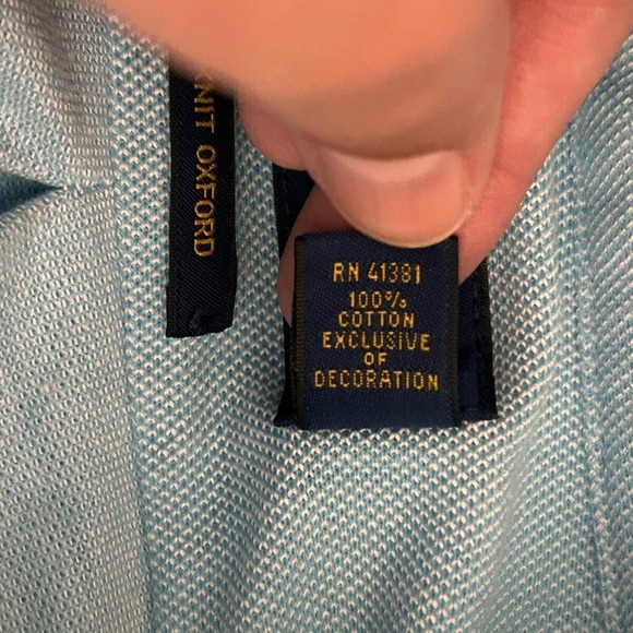 Ralph Lauren Mens Shirt XL Blue Knit Oxford Long Sleeve Pony‎ Cotton Button Up - Picture 8 of 11